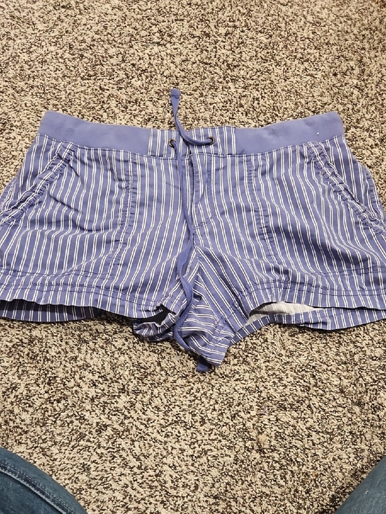 a.n.a Pants - a.n.a Blue and White Striped Drawstring Athletic Shorts